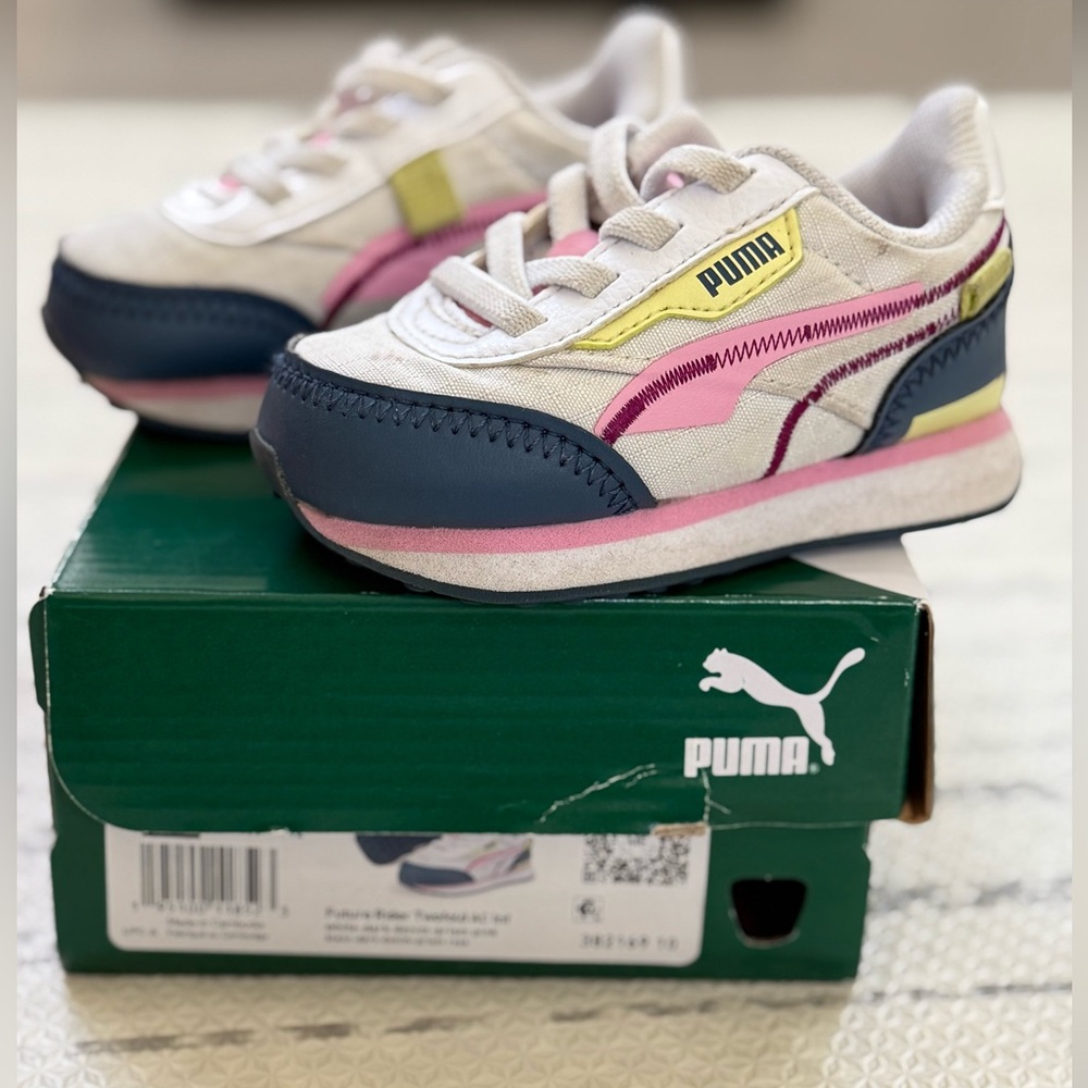 Puma Kids Sneakers - White, Pink, Navy, Yellow